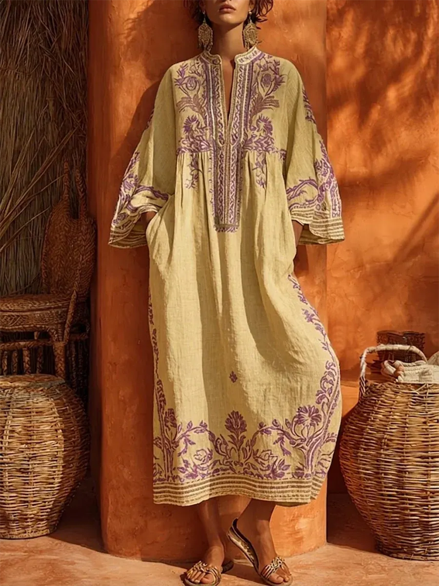 Bohemian Floral Print Vintage Dress
