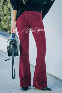 Gwen Elastic Waist Bell Bottom Corduroy Pants