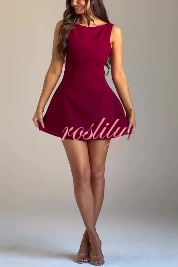 Cosmopolitan Chic High Neck Scoop Back Bubble-shaped Mini Dress