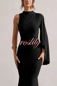 Ready When You Are High Neck One Ruffle Sleeve Maxi Dress