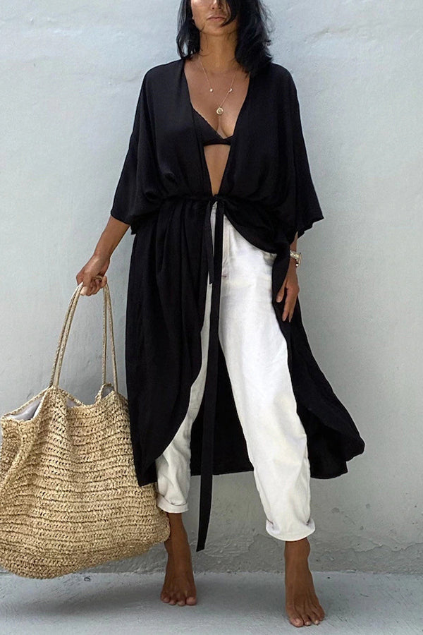 Summertime In Venice Solid Color Kimono Beach Cover-up