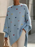 Cozy Sweater With Heart Pattern