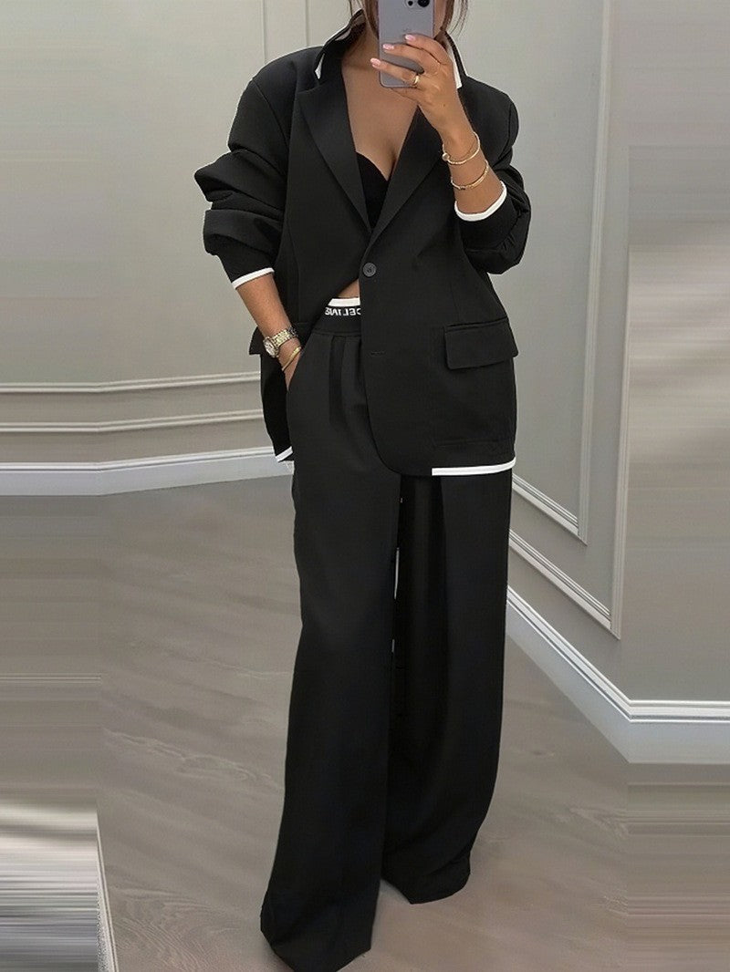Relaxed Tailored Blazer & Wide-Leg Pants Set