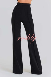 Women Power High Rise Side Zipper Flare Slim Fit Pants
