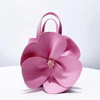 Fashionable 3D Petal Flower Solid Color Collar Handbag (including Lining)