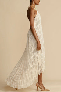 Versatility and Vintage Charm Pleated Drawstring Waist Tiered Maxi Skirt