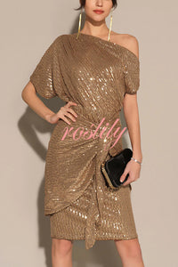 Solid Sequined Elegant Strappy Mini Dress