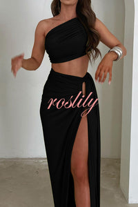 Sexy Backless Bandeau Top and Slim Slit Skirt Set