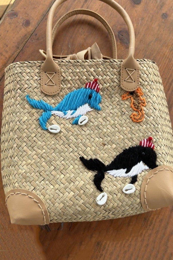 Resort Style Embroidery Handmade Straw Bag