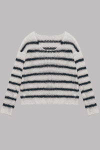 Time for Warmer Layers Fluffy Stripes Relaxed Knit Sweater