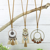 Bohemian Style Tassel Flower Pendant Ethnic Style Retro Necklace