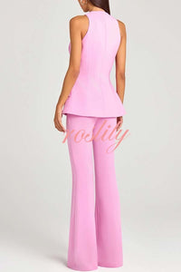 Women Power High Rise Side Zipper Flare Slim Fit Pants