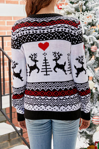 Christmas Print Crew Neck Long Sleeve Sweater