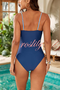 Fashionable Stitching Starfish Metal Buckle Stretch One-piece Swimsuit