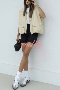 Fashionable Loose Sleeveless Pocket Casual Vest