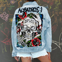 Halloween Print Long Sleeve Denim Jacket