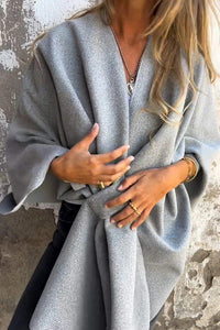 Solid Color Loose V-neck Shawl Cape Jacket