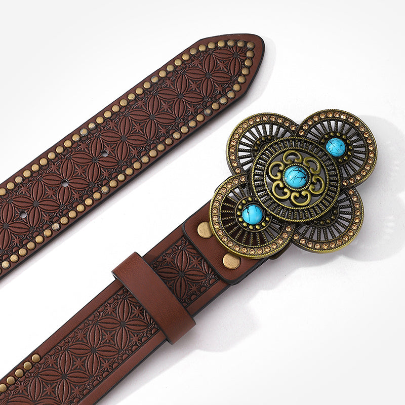 Retro All-match Pattern Turquoise Fashion Belt