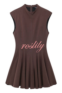 Solid Color Round Neck Sleeveless Waist Mini Dress