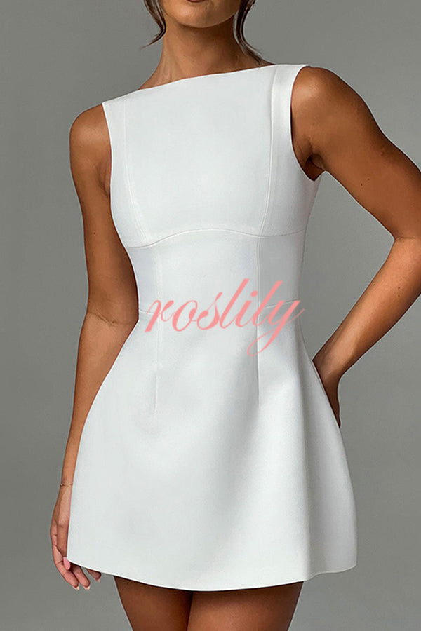 Cosmopolitan Chic High Neck Scoop Back Bubble-shaped Mini Dress