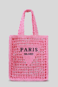 Letter Hollow Woven Beach Bag