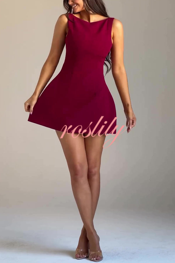 Cosmopolitan Chic High Neck Scoop Back Bubble-shaped Mini Dress