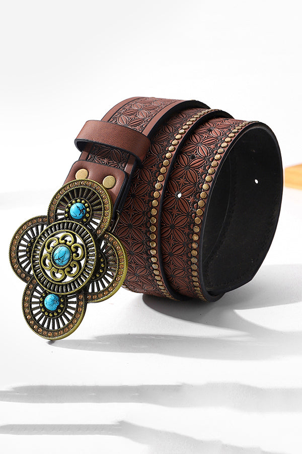 Retro All-match Pattern Turquoise Fashion Belt