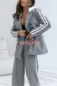 Easy Street Sporty Patchwork Button Up Lapel Hooded Blazer