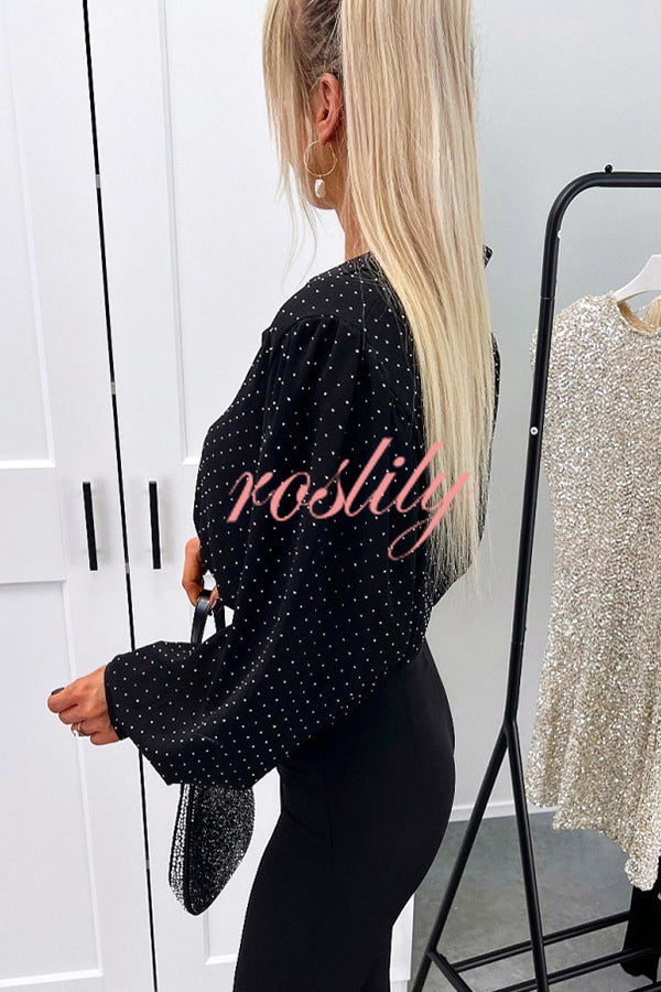 Fashionable Polka Dot Lantern Sleeve Loose Shirt