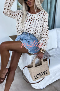 Boho Chic Hollow Out Pattern Long Sleeve Loose Top