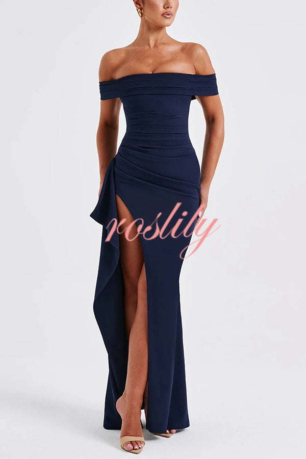 Sexy Lady Off Shoulder High Slit Maxi Dress