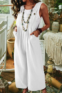 Witty Remark Linen Pockets Vintage Overall Jumpsuit