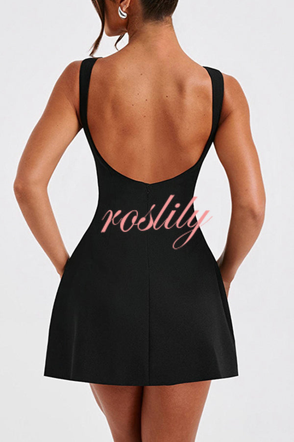 Cosmopolitan Chic High Neck Scoop Back Bubble-shaped Mini Dress