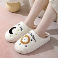 Moon Clock Lamb Wool Home Warm Cotton Slippers