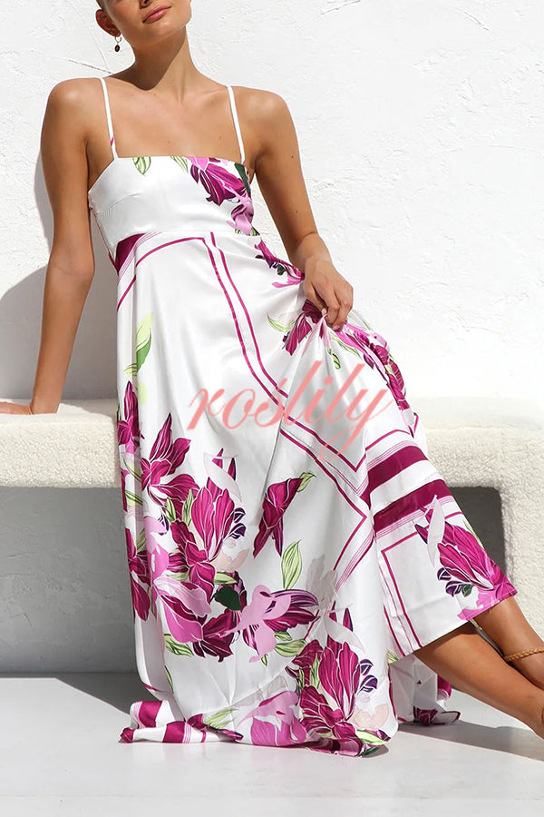 Bailey Unique Print Back Smocked A-line Slip Maxi Dress