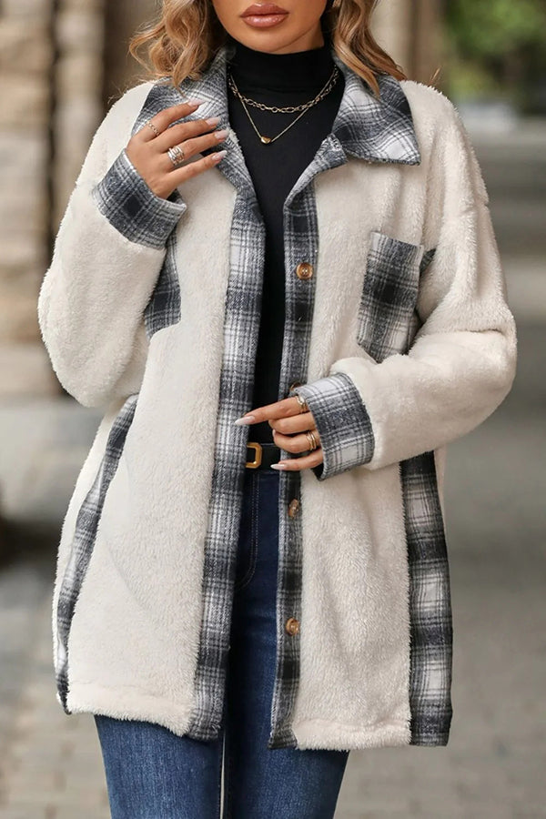 Stylish Single-breasted Lapel Mid-length Plush Coat