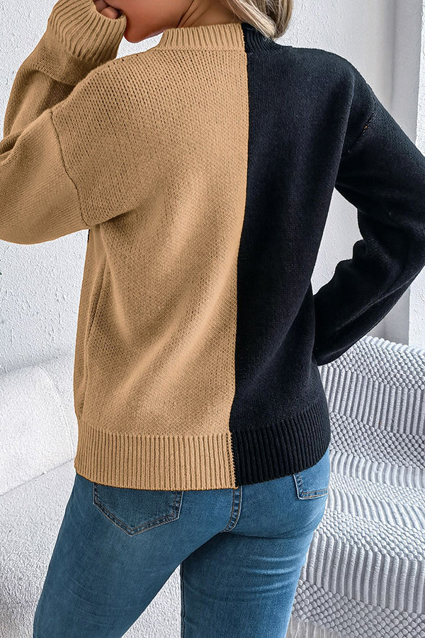 Halloween Pumpkin Contrast Color Long Sleeve Loose Sweater