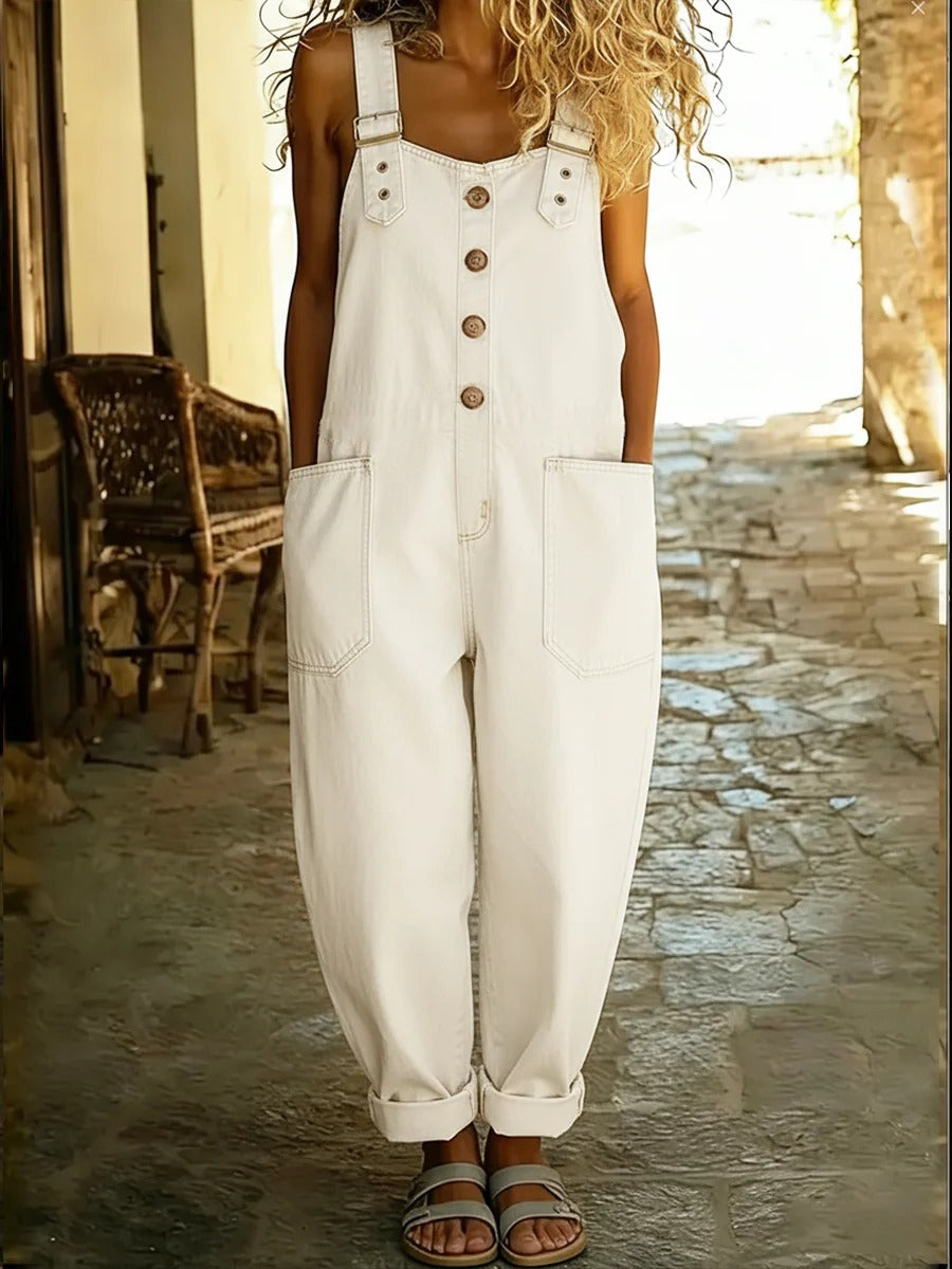 Denim Jumpsuit With Adjustable Buckle