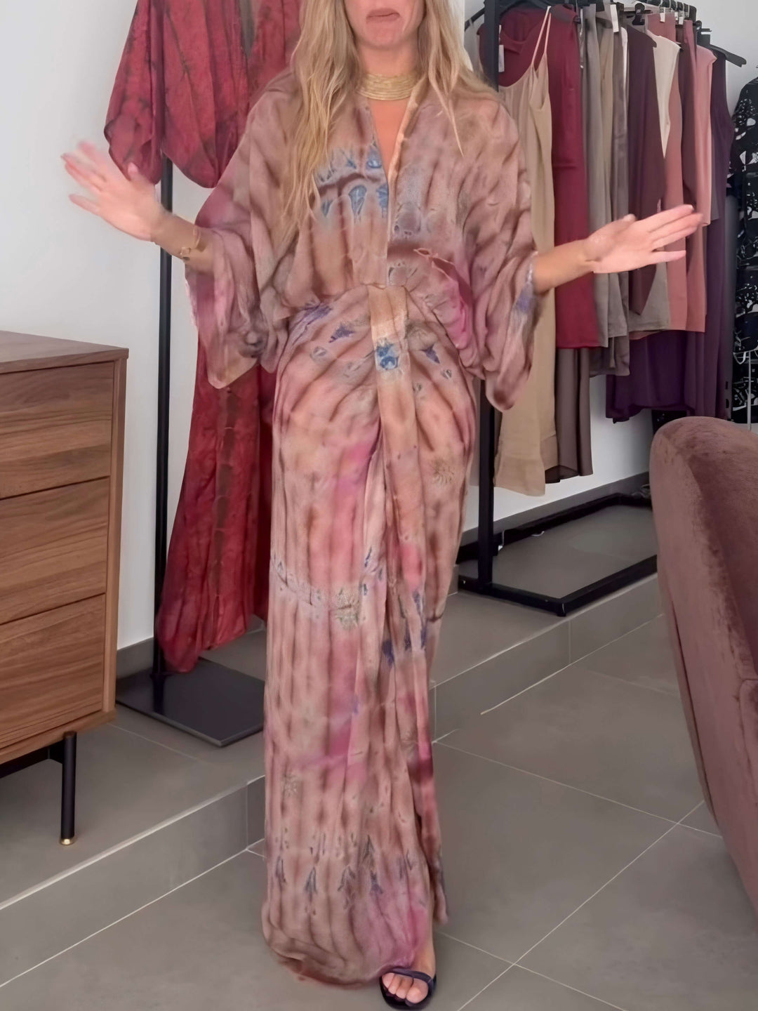 Kimono Style Printed Dress