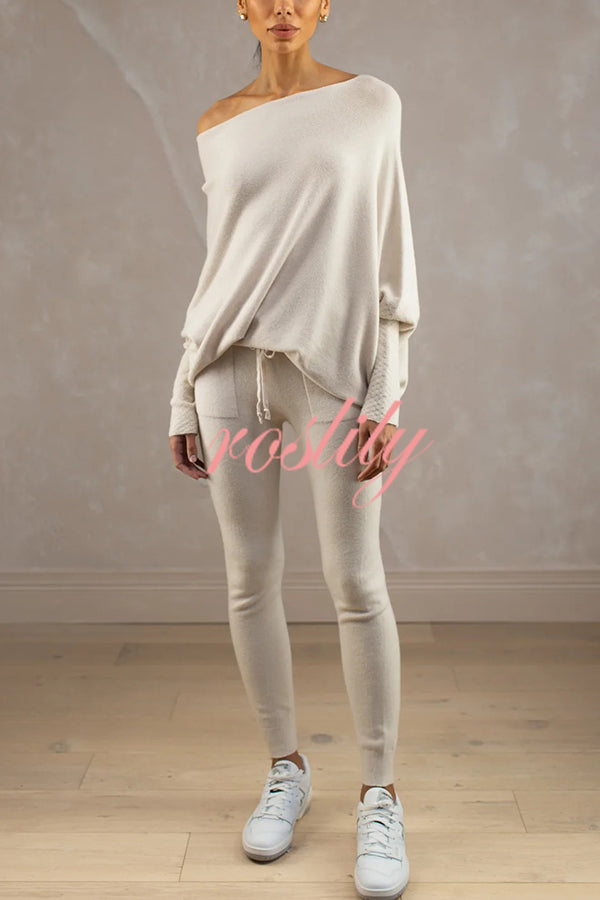 Solid Color Round Neck Long Sleeve Loose Knitted Sweater