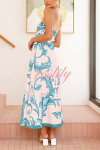 Unique Botanical Print Off-the-shoulder Fitted Maxi Dress