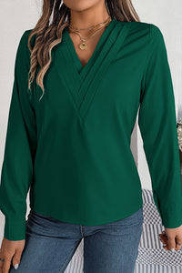 Elegant Layered V-neck Long-sleeved Casual Shirt