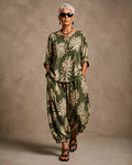 Tropical Palm Leaf Linen Set