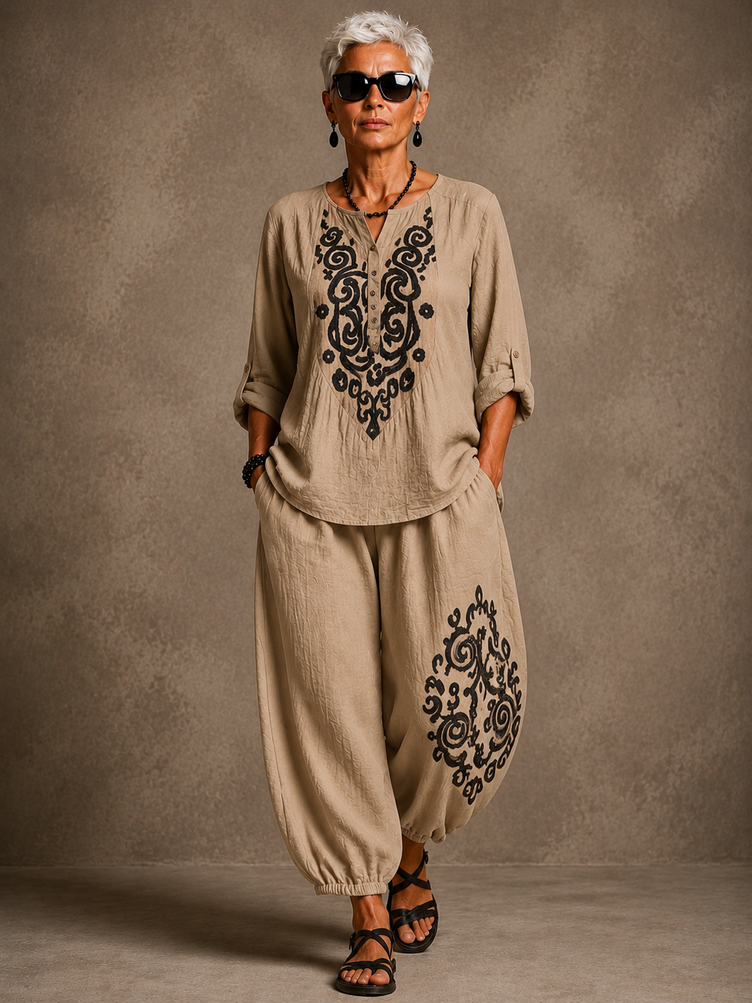 Bohemian Flow Linen Relaxed Two-Piece Set