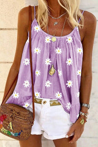 Summer Lady's Daisy Print Camisole Top