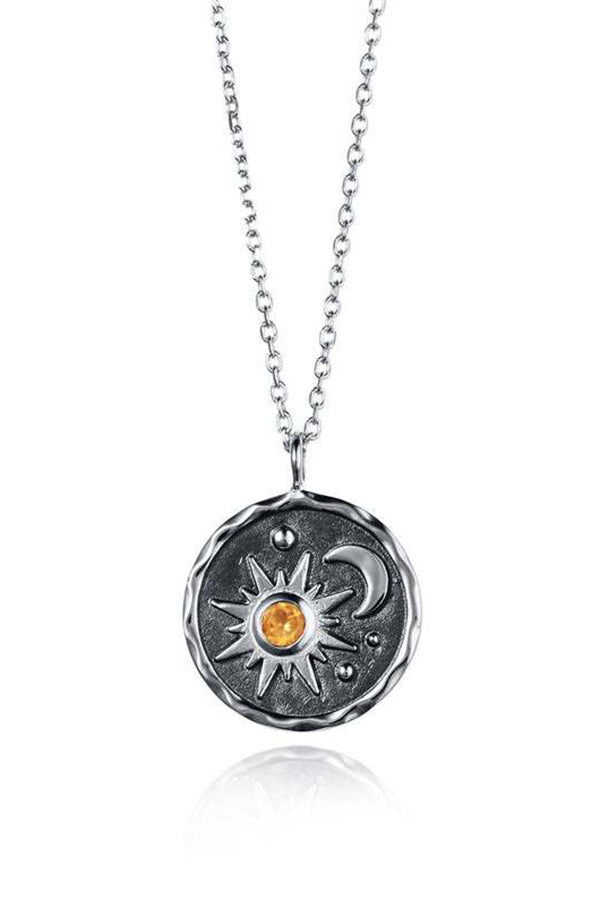 Vintage Sun Moon Exquisite Zircon Necklace