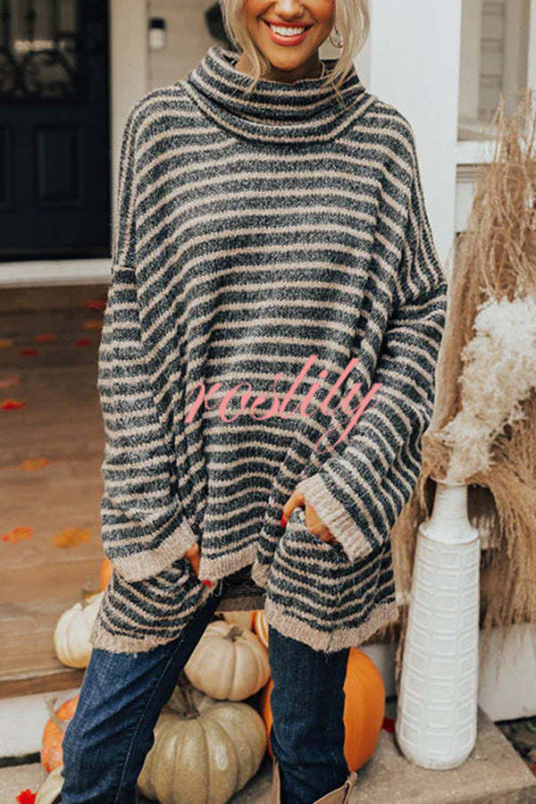 Perfect Timing Stripe Pocketed Tunic Sweater