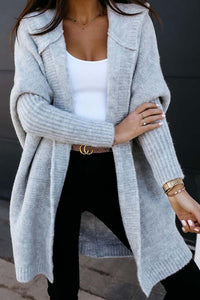 Fall for Nyc Solid Hooded Casual Cardigan