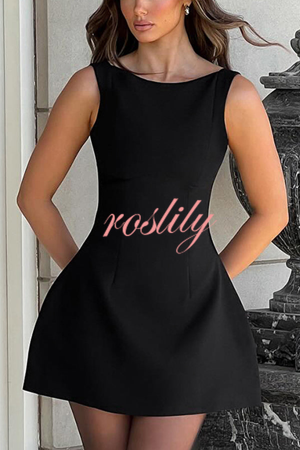 Cosmopolitan Chic High Neck Scoop Back Bubble-shaped Mini Dress