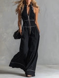 Casual Zippered Cotton Jumpsuit